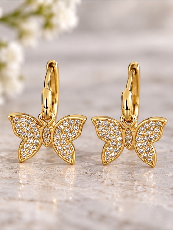 Jewelry - ✨ Vermeil Moissanite Pavé Butterfly Huggie Hoop Earrings